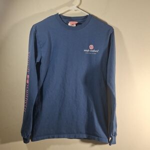Simply Southern Collectionm Blue Sisters/Cat Long Sleeve Tee Size S